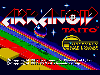 Arkanoid title screen for Amiga